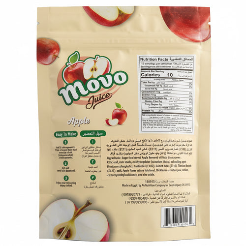 Movo Apple Juice Powder Zero Sugar – Makes 3L | 75g Instant Drink Mix