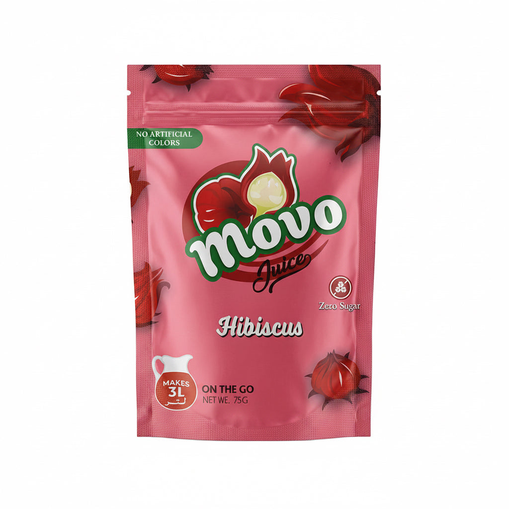 Movo Hibiscus Juice Powder Zero Sugar – Makes 3L | 75g Instant Drink Mix