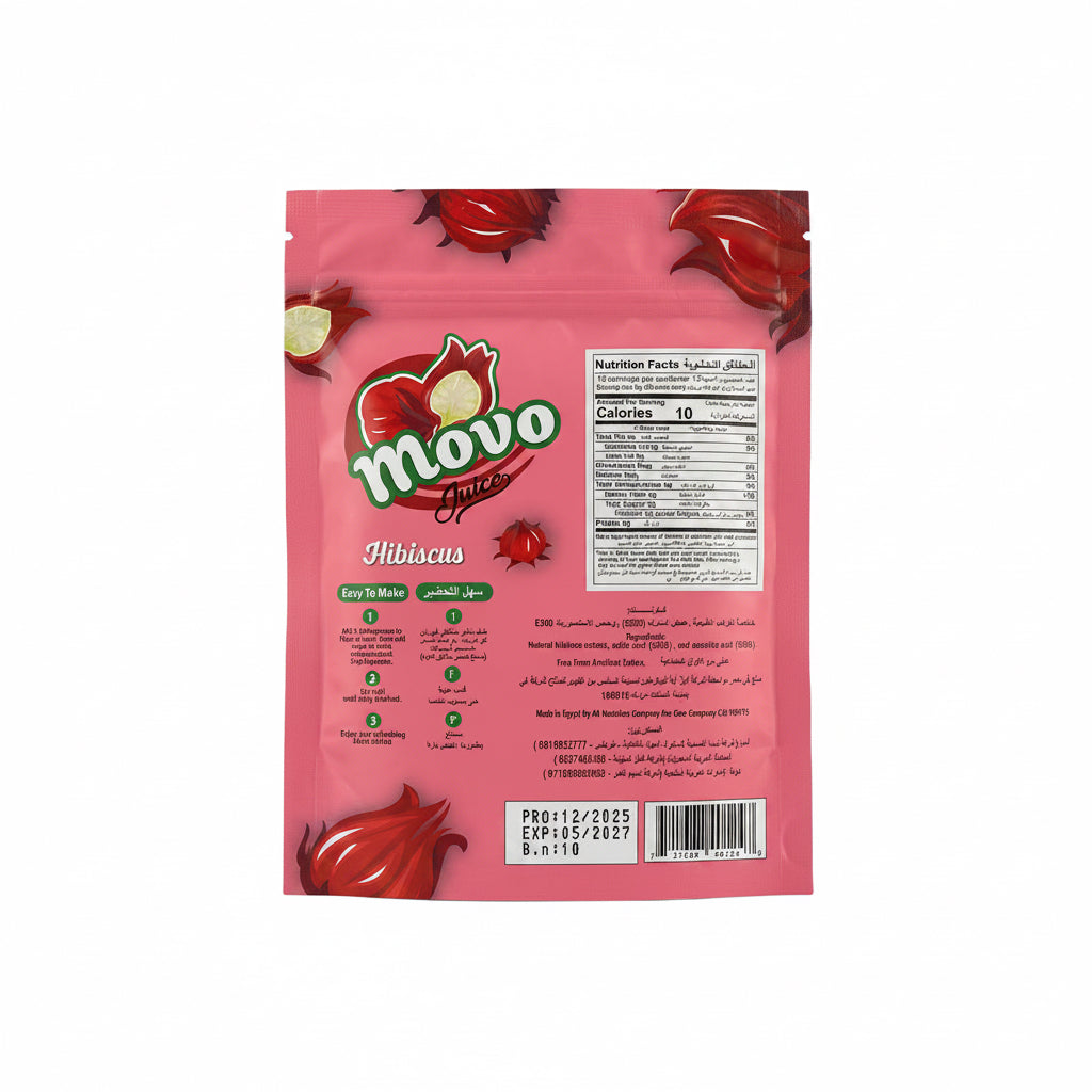 Movo Hibiscus Juice Powder Zero Sugar – Makes 3L | 75g Instant Drink Mix