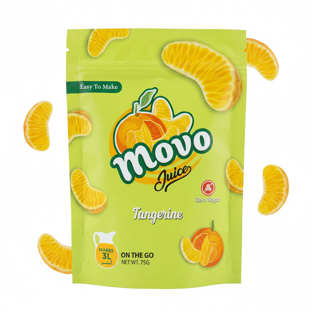 Movo Tangerine Juice Powder Zero Sugar – Makes 3L | 75g Instant Drink Mix
